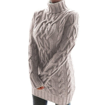 Damen-Strickpullover, hoher Kragen aus Baumwolle und Polyester-6