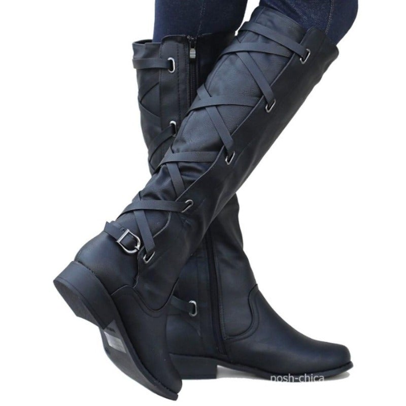 Gefütterte Damen-Winterstiefel, Eco, Leder, mit Blockabsatz und Reißverschluss-2