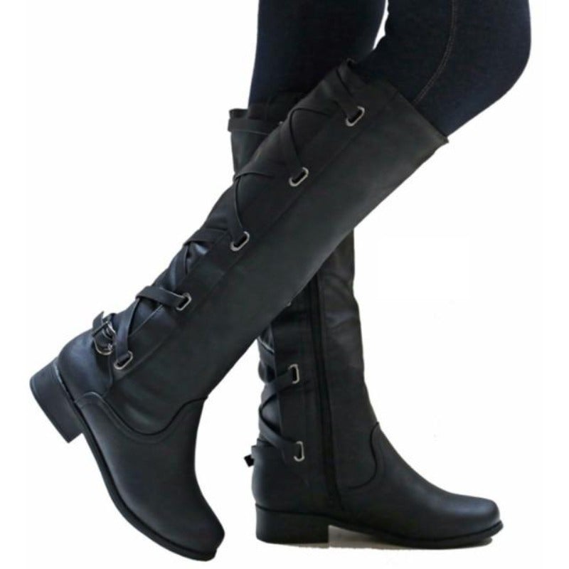 Gefütterte Damen-Winterstiefel, Eco, Leder, mit Blockabsatz und Reißverschluss-1