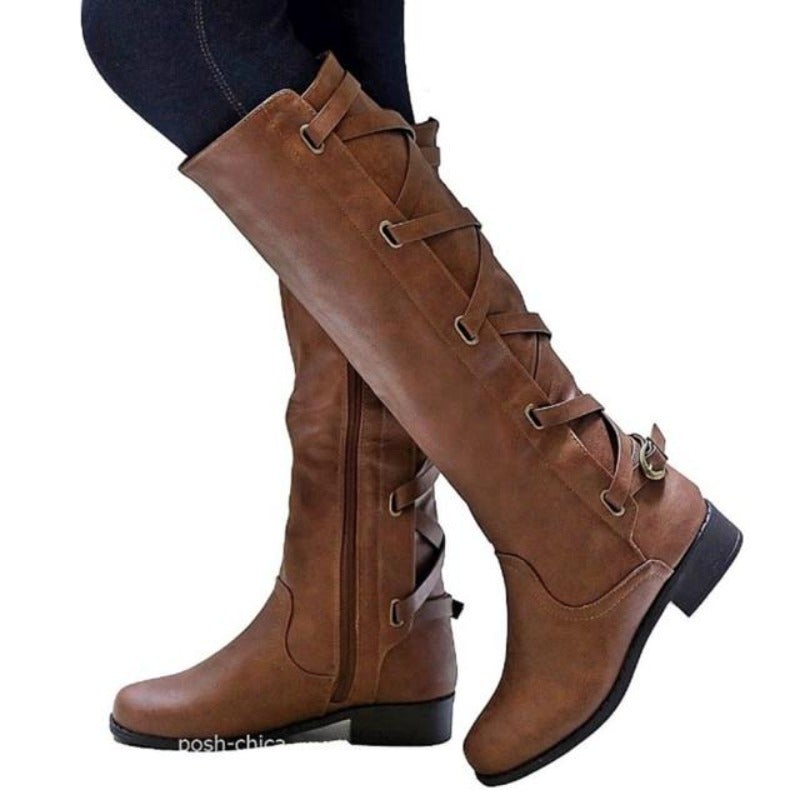 Gefütterte Damen-Winterstiefel, Eco, Leder, mit Blockabsatz und Reißverschluss-5