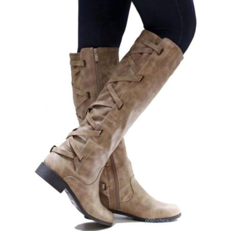 Gefütterte Damen-Winterstiefel, Eco, Leder, mit Blockabsatz und Reißverschluss-6
