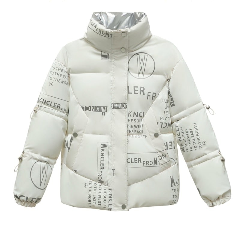 Damenjacke Kurz Gesteppt Baumwolle Polyester mit hohem Kragen und Seitentaschen-1