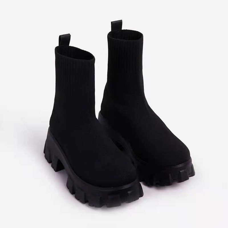 Damen-Plateaustiefel, sportlich, synthetisches Design-4