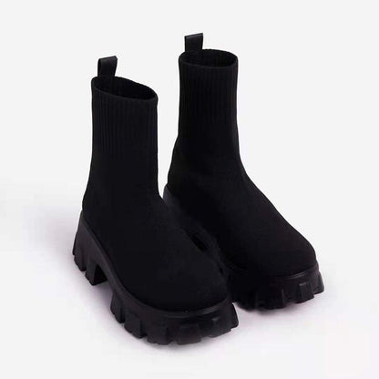 Damen-Plateaustiefel, sportlich, synthetisches Design-4