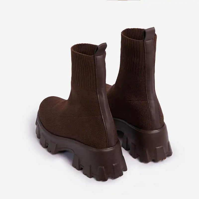 Damen-Plateaustiefel, sportlich, synthetisches Design-6