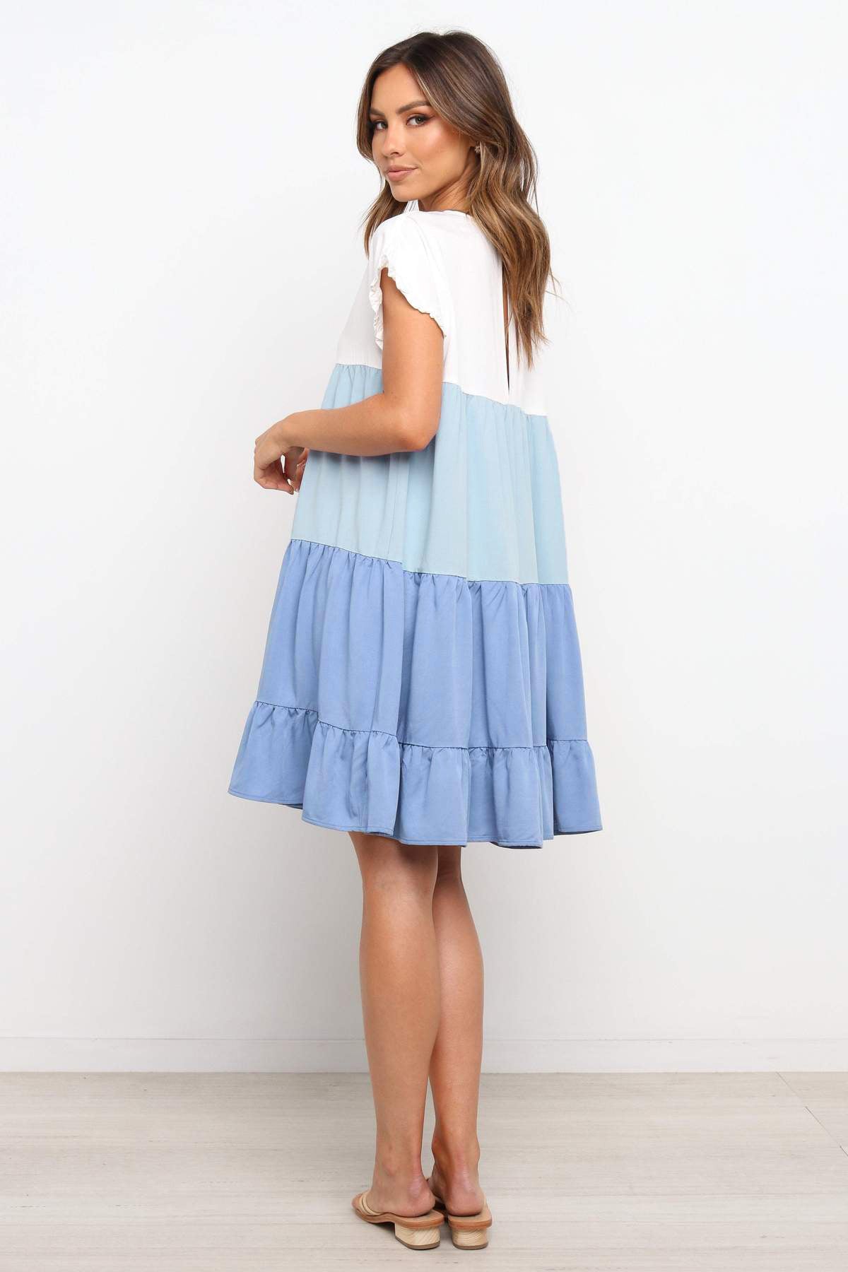 Schöne Damenkleider, Colorblock, figurbetont, hochwertiger Stoff-5