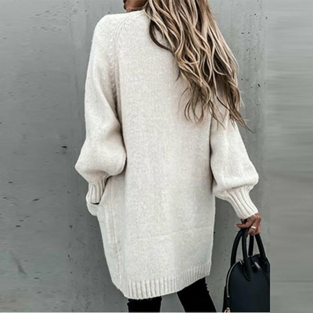 Damen-Strickjacke, lang, gestrickt, weiches Design-2