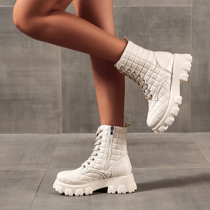 Damen-Stiefel, Plateau-Stiefelette, ökologisches Leder-5