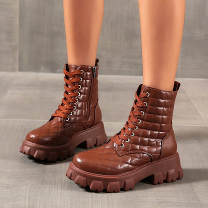 Damen-Stiefel, Plateau-Stiefelette, ökologisches Leder-4