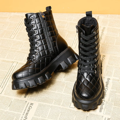 Damen-Stiefel, Plateau-Stiefelette, ökologisches Leder-3