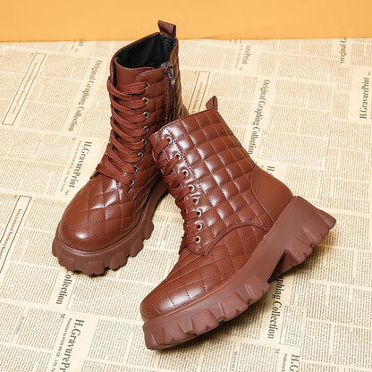 Damen-Stiefel, Plateau-Stiefelette, ökologisches Leder-6