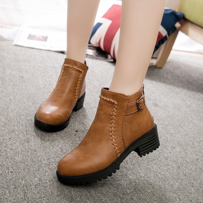 Damen-Chelsea-Boots Mit Schnalle Eco-Leder-2