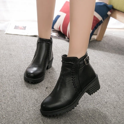Damen-Chelsea-Boots Mit Schnalle Eco-Leder-1