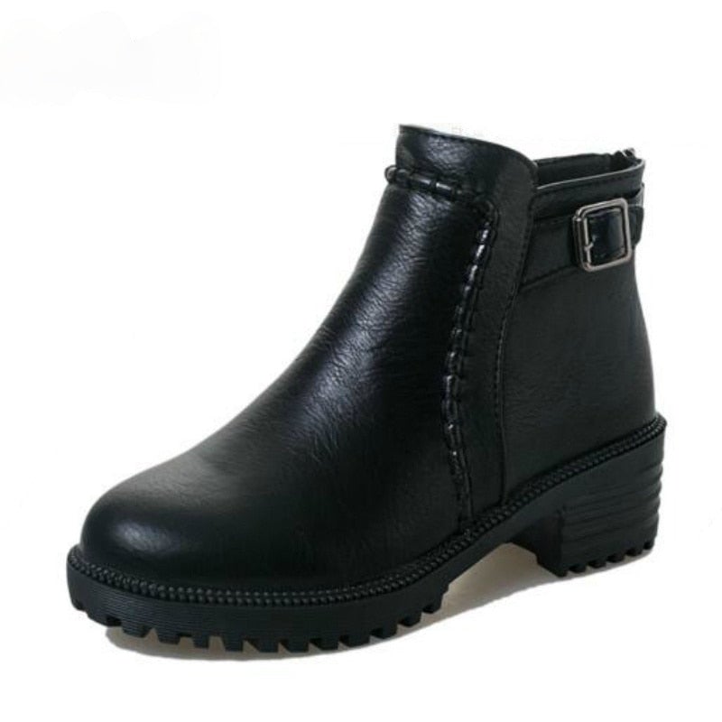 Damen-Chelsea-Boots Mit Schnalle Eco-Leder-5