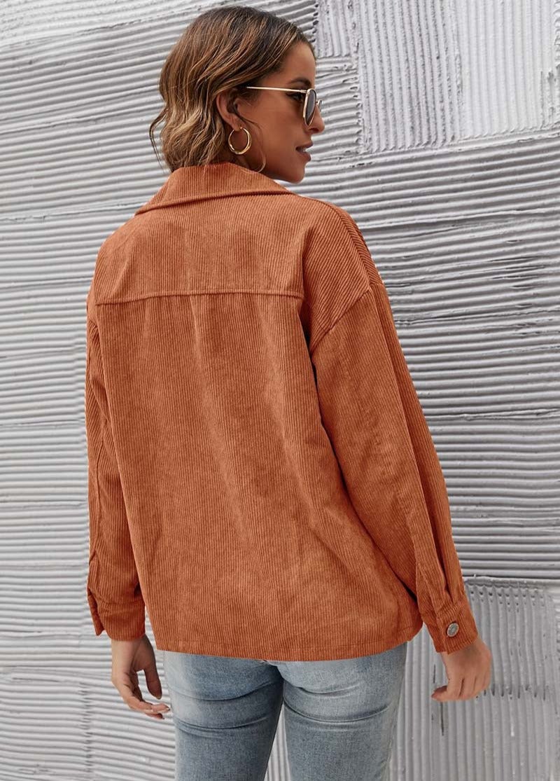 Damen-Cordjacke, modern, Kordel, Baumwolle, Polyester-5