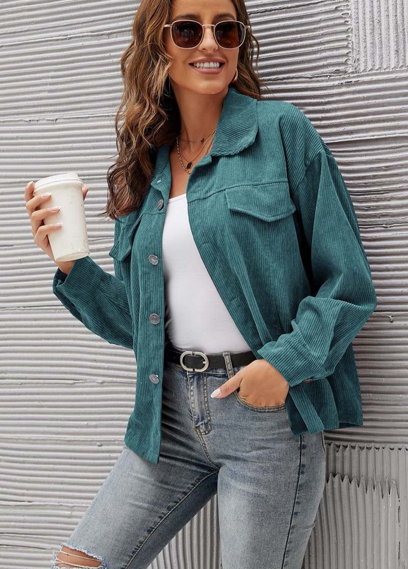 Damen-Cordjacke, modern, Kordel, Baumwolle, Polyester-1