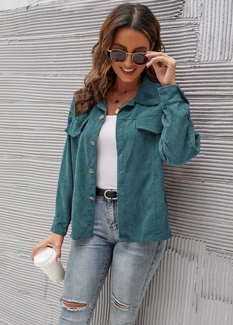 Damen-Cordjacke, modern, Kordel, Baumwolle, Polyester-2