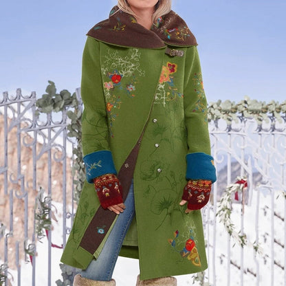 Damen-Mantel Blumenmuster Asymmetrisches Design Bequeme Baumwolle Polyester-1