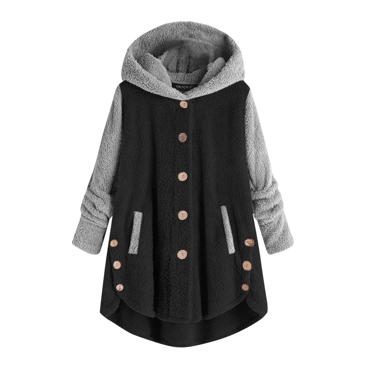 Damen-Ponchojacke mit großer Kapuze aus leichtem Polyester-1