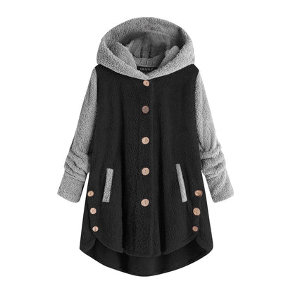 Damen-Ponchojacke mit großer Kapuze aus leichtem Polyester-1