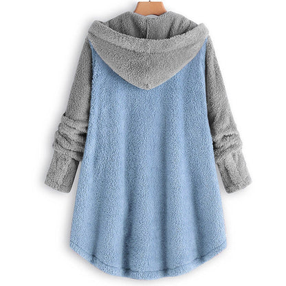 Damen-Ponchojacke mit großer Kapuze aus leichtem Polyester-3