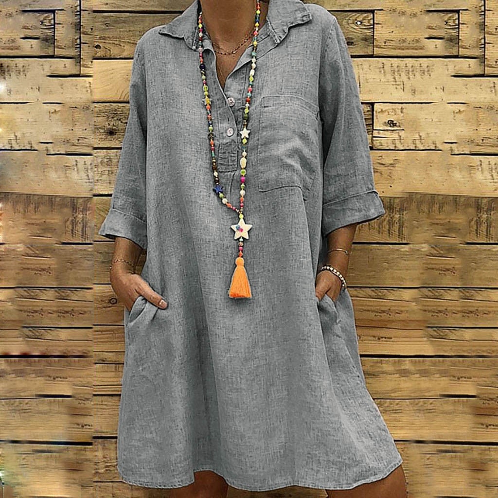 Damen-Kleid, Trapezform, leichte Baumwolle, elegant, Schnitt-4