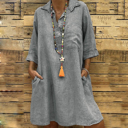 Damen-Kleid, Trapezform, leichte Baumwolle, elegant, Schnitt-4