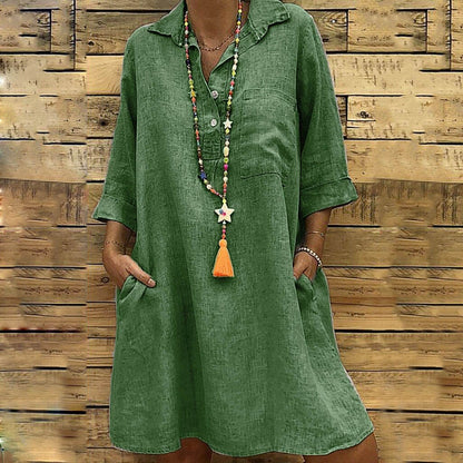 Damen-Kleid, Trapezform, leichte Baumwolle, elegant, Schnitt-1