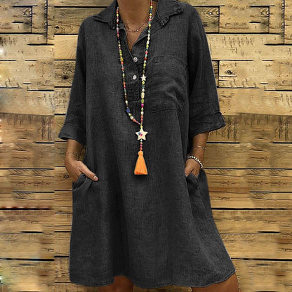 Damen-Kleid, Trapezform, leichte Baumwolle, elegant, Schnitt-5