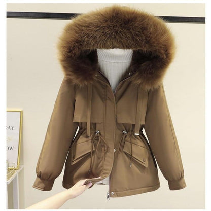 Damen-Parkas mit Kapuze, lässig, Baumwolle und Polyester-1