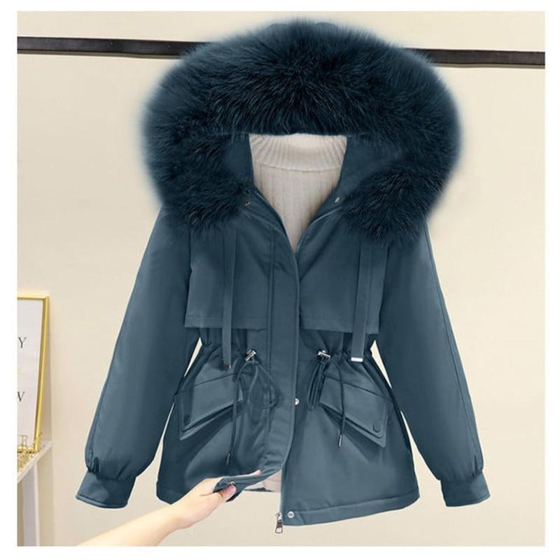 Damen-Parkas mit Kapuze, lässig, Baumwolle und Polyester-6