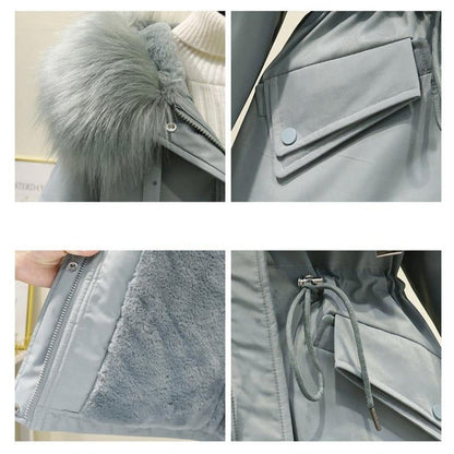 Damen-Parkas mit Kapuze, lässig, Baumwolle und Polyester-3