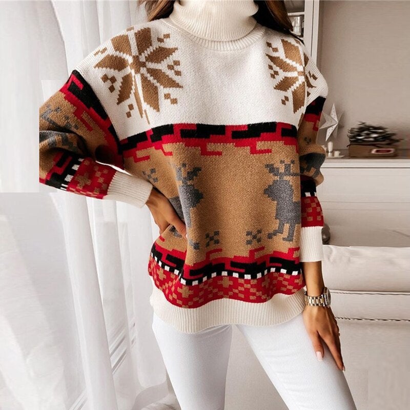 Variant image for Damen-Pullover, Rollkragen, Weihnachtsmotiv, Polyester und Baumwolle-6