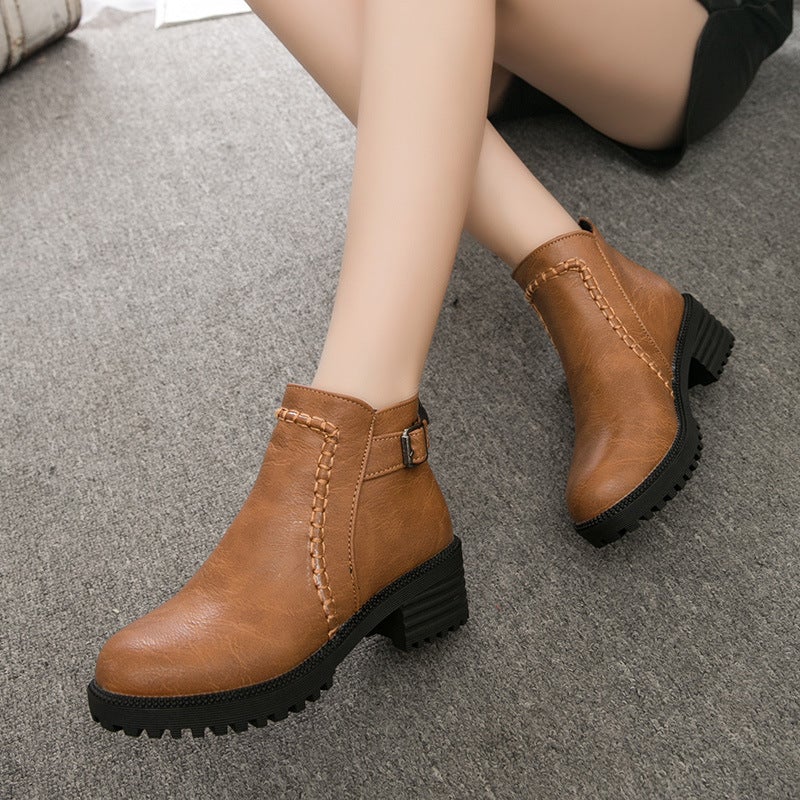 Damen-Chelsea-Boots Mit Schnalle Eco-Leder-3