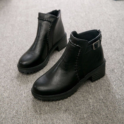 Damen-Chelsea-Boots Mit Schnalle Eco-Leder-4