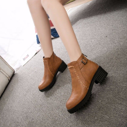 Damen-Chelsea-Boots Mit Schnalle Eco-Leder-6
