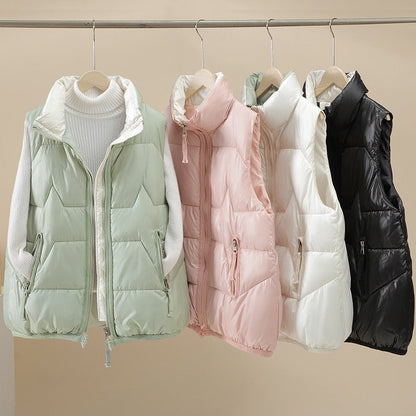 Damen-Daunenweste, gesteppte Baumwolle, Polyester, trendig-1