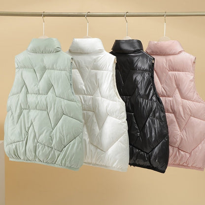 Damen-Daunenweste, gesteppte Baumwolle, Polyester, trendig-2