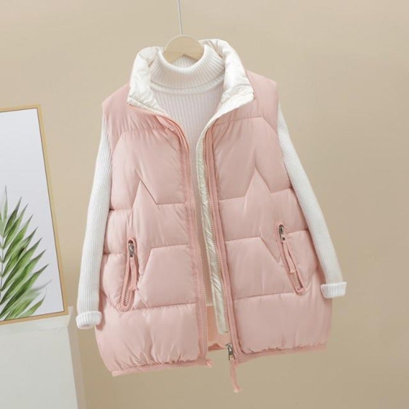 Damen-Daunenweste, gesteppte Baumwolle, Polyester, trendig-5