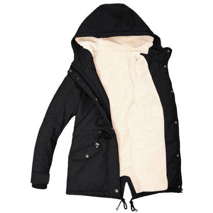 Damen-Parka, modernes Design, verstellbare Kapuze, Baumwolle, Polyester-2