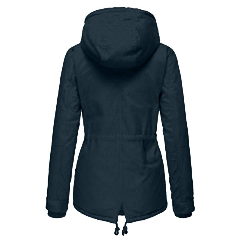 Damen-Parka, modernes Design, verstellbare Kapuze, Baumwolle, Polyester-5