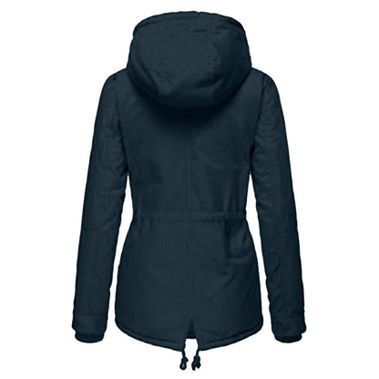 Damen-Parka, modernes Design, verstellbare Kapuze, Baumwolle, Polyester-5