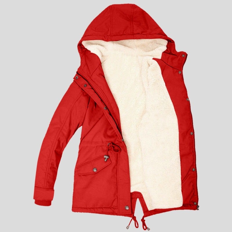 Damen-Parka, modernes Design, verstellbare Kapuze, Baumwolle, Polyester-3