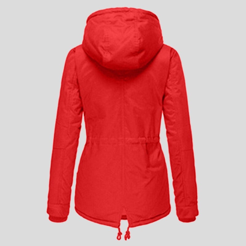 Damen-Parka, modernes Design, verstellbare Kapuze, Baumwolle, Polyester-6