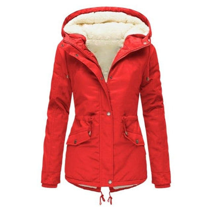 Damen-Parka, modernes Design, verstellbare Kapuze, Baumwolle, Polyester-1