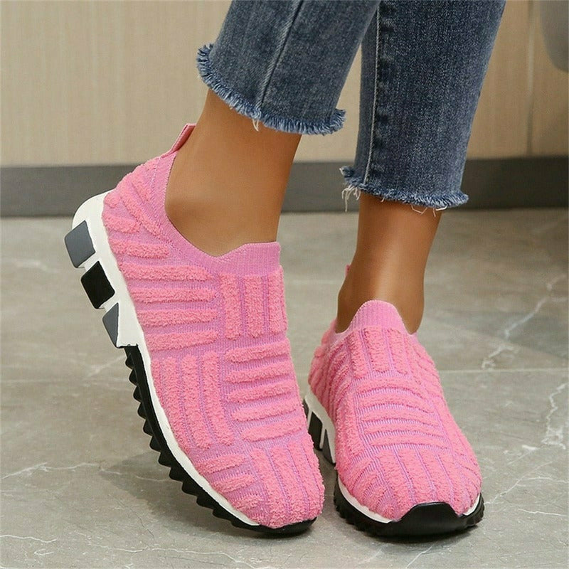 Damen Sneakers Leichte Atmungsaktive PVC Slip-On Niedriges Modell-5