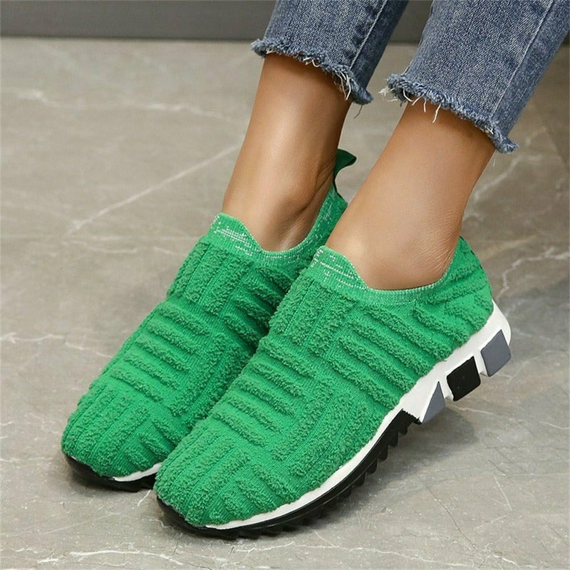 Damen Sneakers Leichte Atmungsaktive PVC Slip-On Niedriges Modell-6