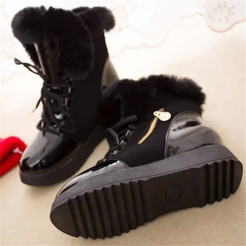 Damen-Sneakers, Plateau, Synthetikleder, mit Pelzkragen-4