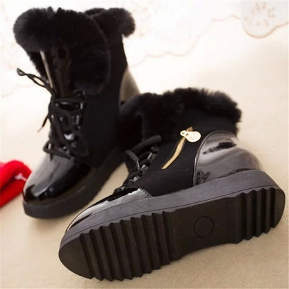 Damen-Sneakers, Plateau, Synthetikleder, mit Pelzkragen-4