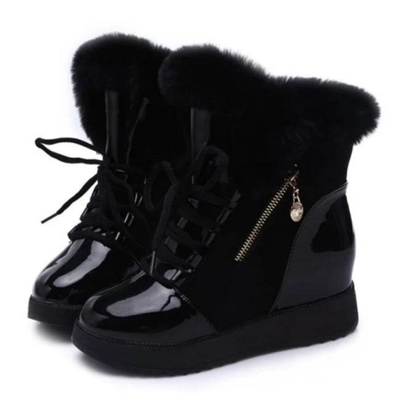 Damen-Sneakers, Plateau, Synthetikleder, mit Pelzkragen-1